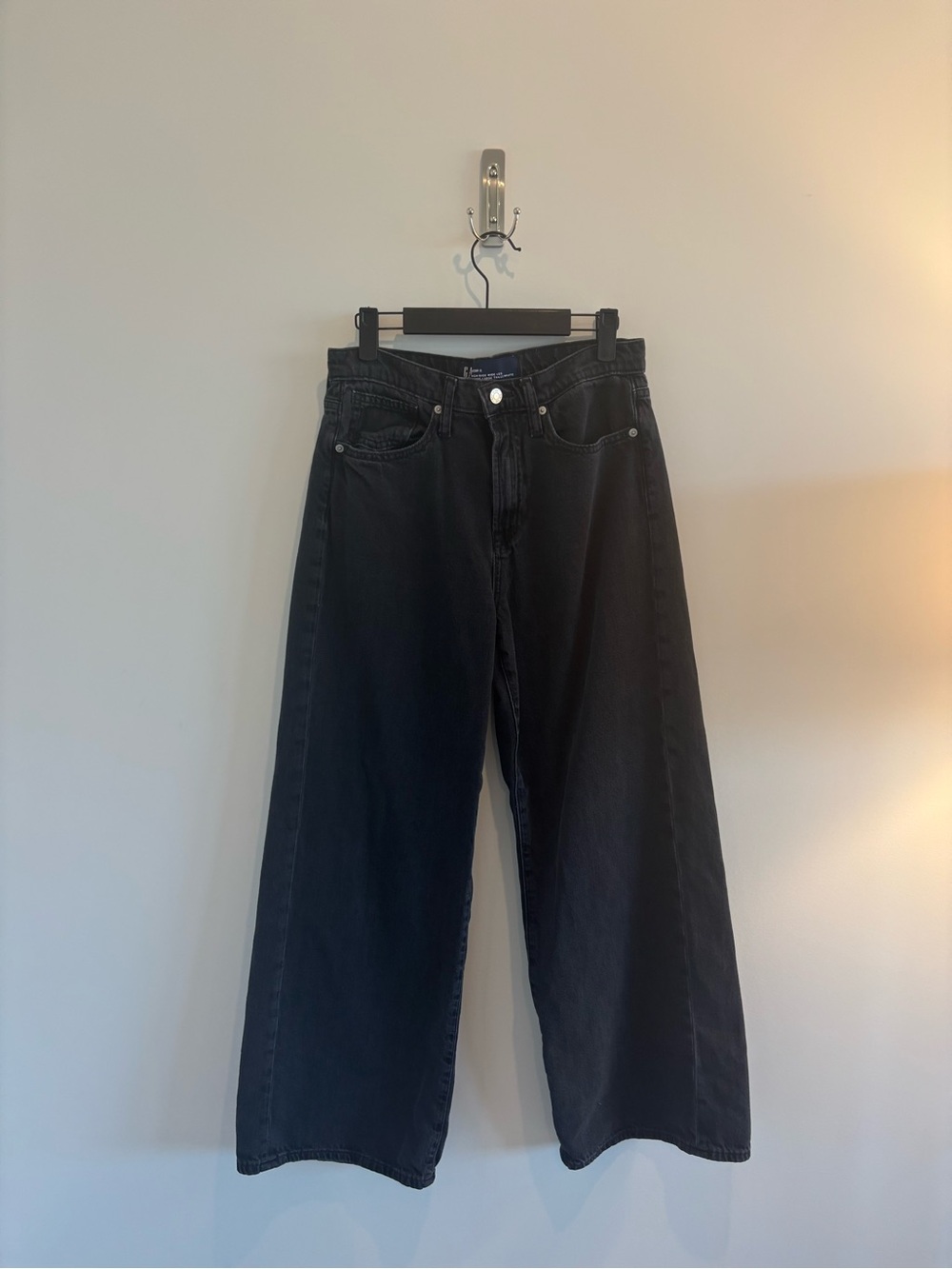 GAP Women's High Rise Wide-Leg Black Jeans